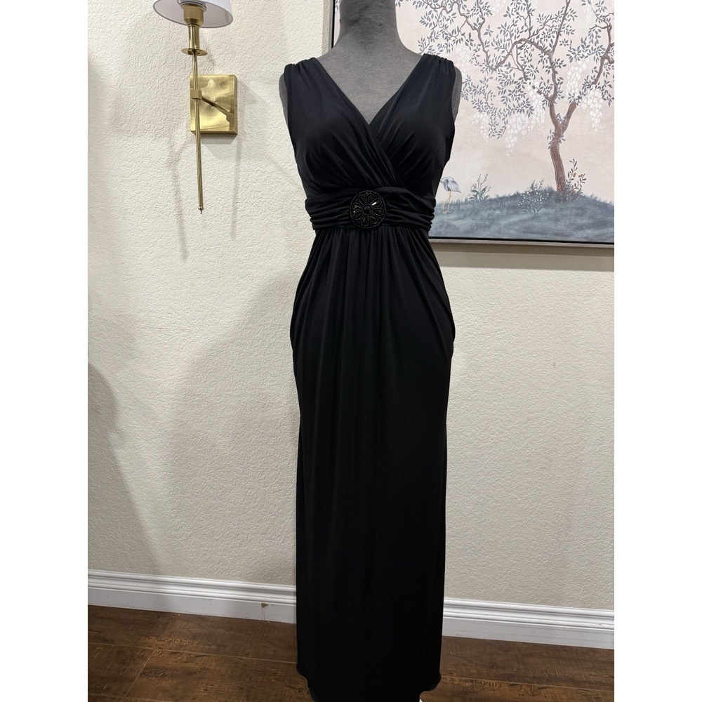 90s/y2k  Vintage Black‎ Maxi Dress with Beaded Embellishment #siren #whimsigoth